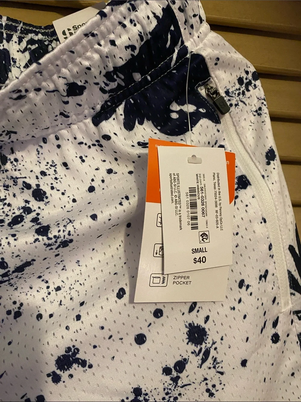 Sports Illustrated Swim White Swim Trunks with Navy Floral Splatter